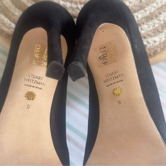 Stuart Weitzman Black Suede Pointy High Heels Size 9 - Picture 13 of 15